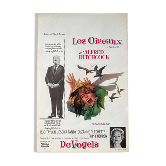 Affiche cinéma originale "Les Oiseaux" Alfred Hitchcock 36x54cm 1963