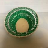 Old green scoubidou basket