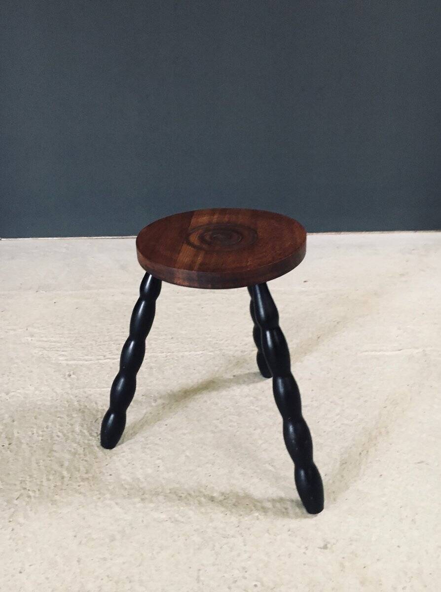 French Bobbin Tripod Stool, 1940s