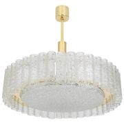 1 of 2 Stunning Murano Glass Tubes Ceiling Light by Doria, Germany, 1960s