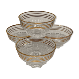 Set of 4 glasses of golden border champagne