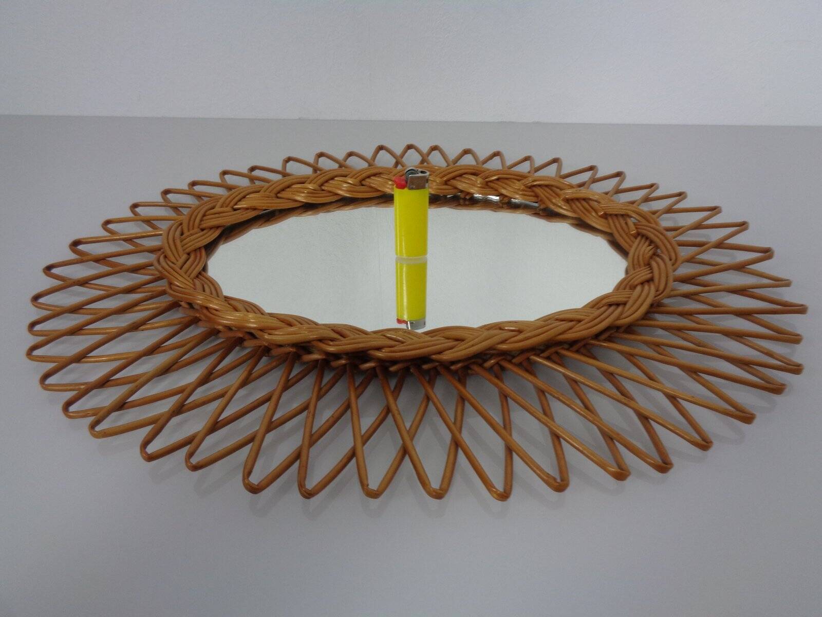 Italian rattan mirror, 1960s
