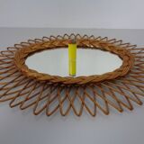 Italian rattan mirror, 1960s