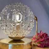Vintage globe table lamp in molded glass