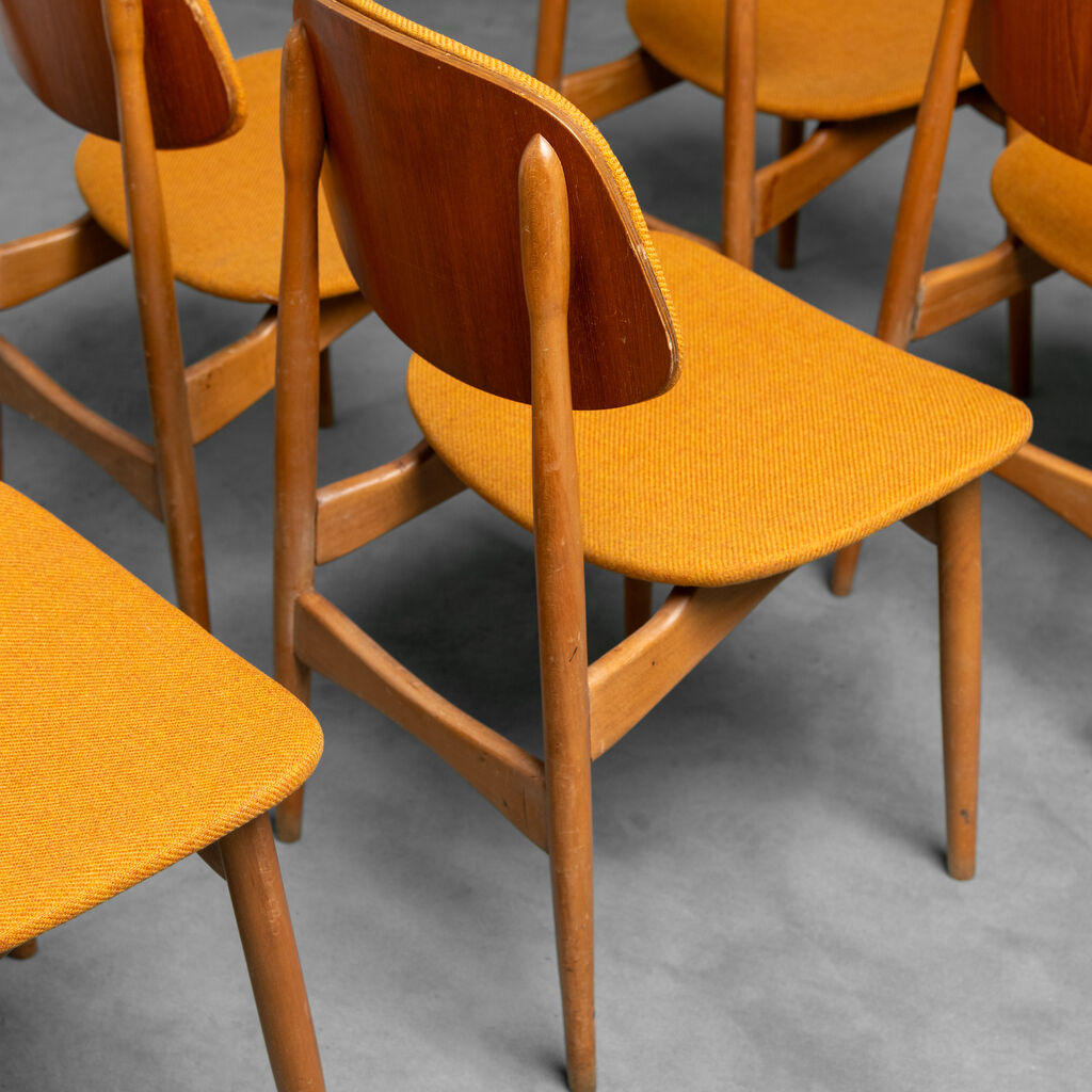 Set 6 chairs wooden fabric scandinavian style 60
