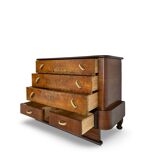 Commode italienne Art déco en ronce de noyer, années 1920