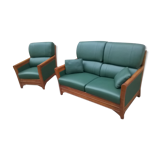 J. Leleu solid oak sofa and armchair