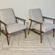 Pair of Henryk Lis 300-190 armchairs in mottled blue-grey fabric, 1970s