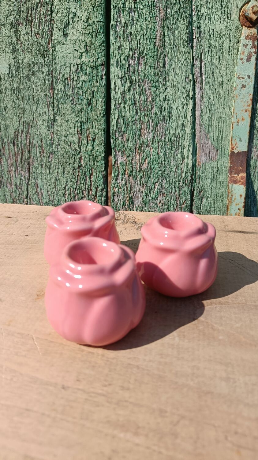 Ceramic pink flower candlestick