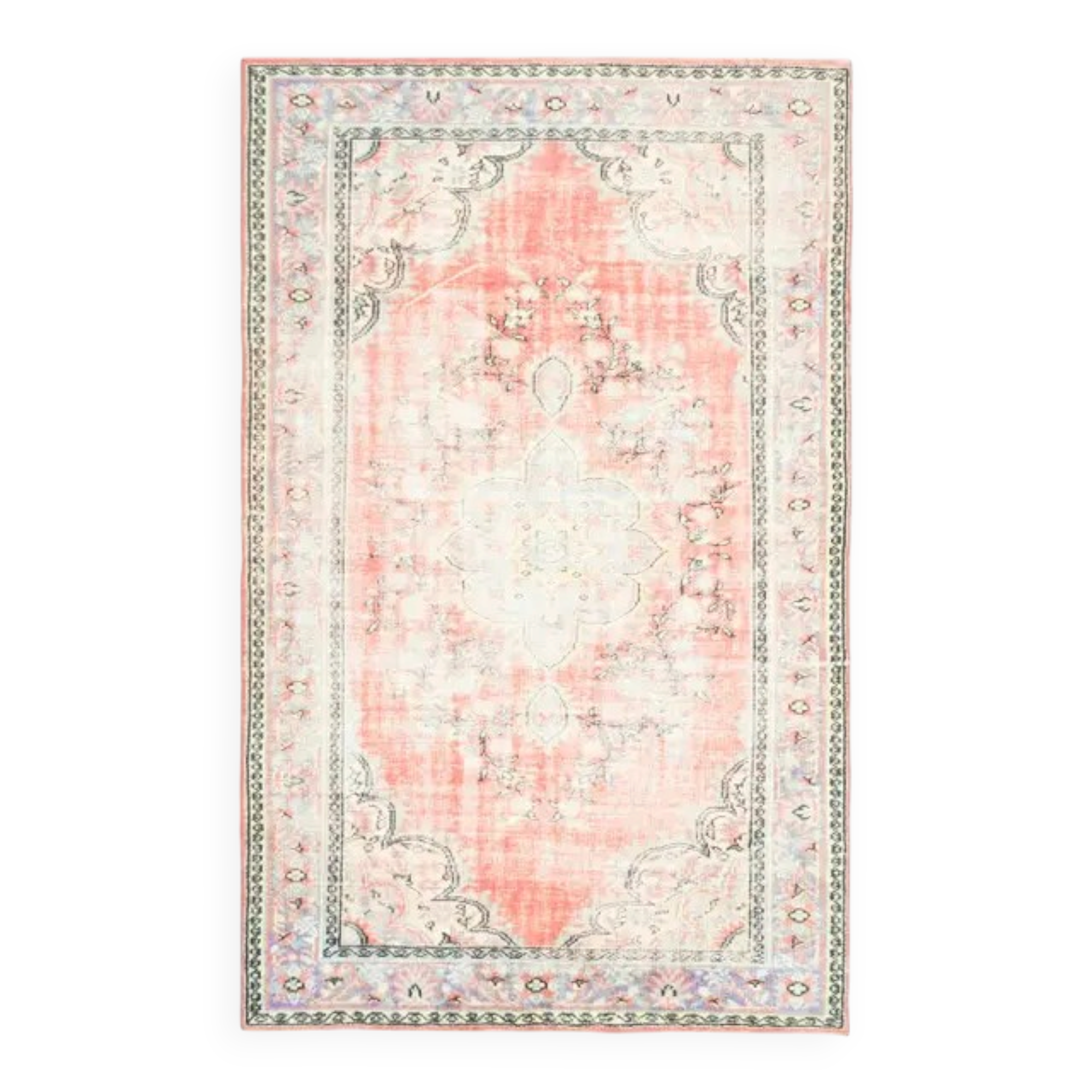 1970s Vintage Turkish Oushak Handmade Wool Cotton Red Area Rug 190x310