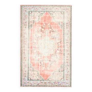 1970s Vintage Turkish Oushak Handmade Wool Cotton Red Area Rug 190x310