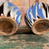Pair of marbled blue soliflore vases