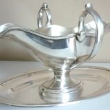 Large gravy boat on its frame, silver metal Cailar Bayard, 19th century
