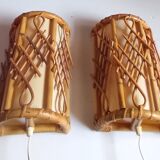 Pair of bamboo sconces 70s