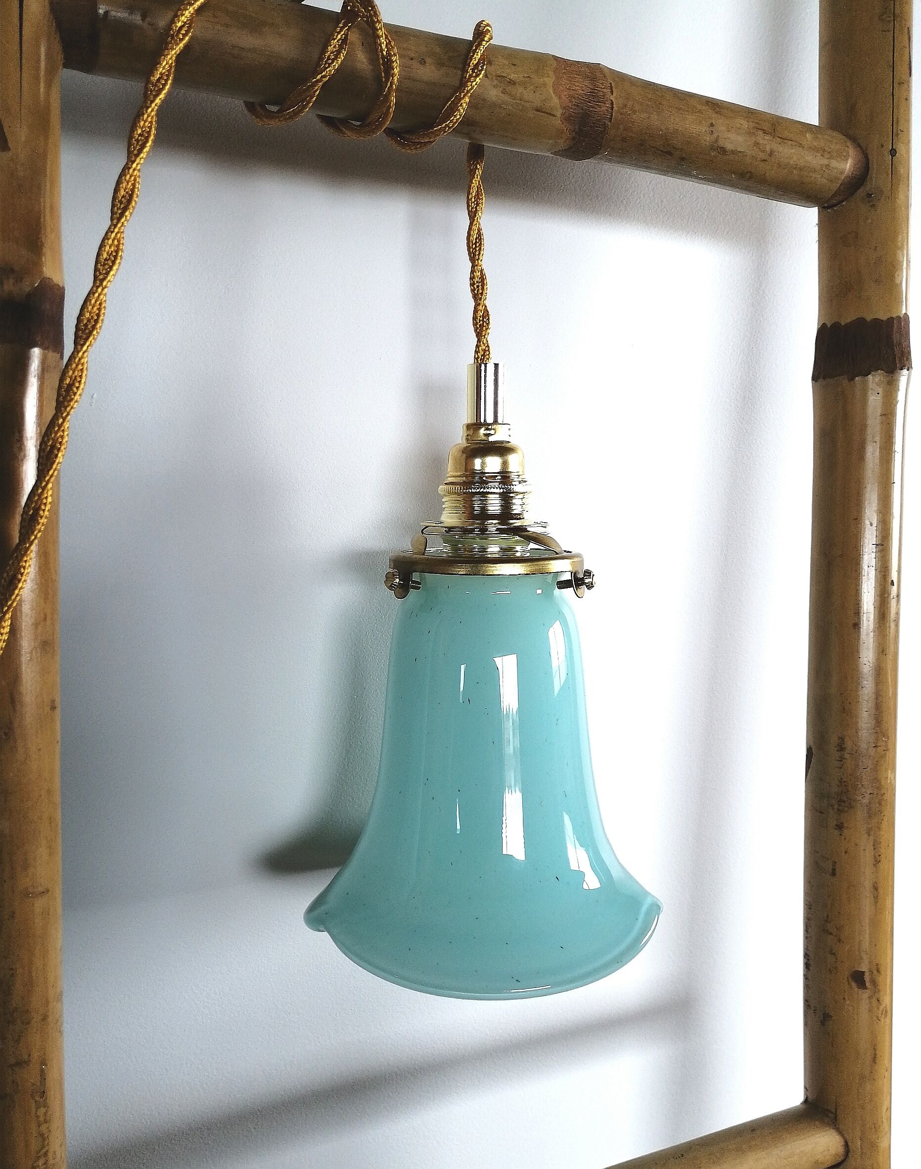 Vintage opaline suspension "light blue" vintage opaline suspension lamp