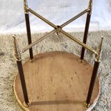 Solid brass coffee table and solid wood 60s/70s