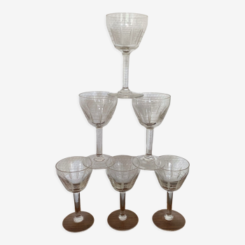 Set de 6 verres  vin gravés