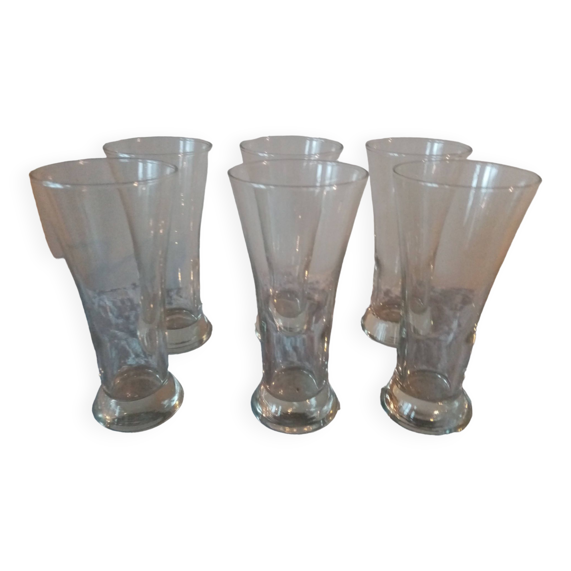 Set of 6 old mouth-blown bistro pastis glasses