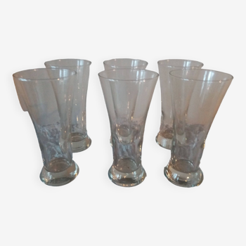 Set of 6 old mouth-blown bistro pastis glasses