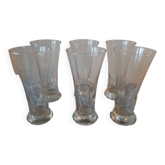 Set of 6 old mouth-blown bistro pastis glasses