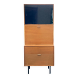 Vintage 1950s smoked glass secretary cabinet
