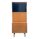 Vintage 1950s smoked glass secretary cabinet