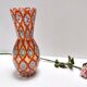 Rare Orange Murano Glass Vase by Ercole Barovier model "Rotellati", Italy