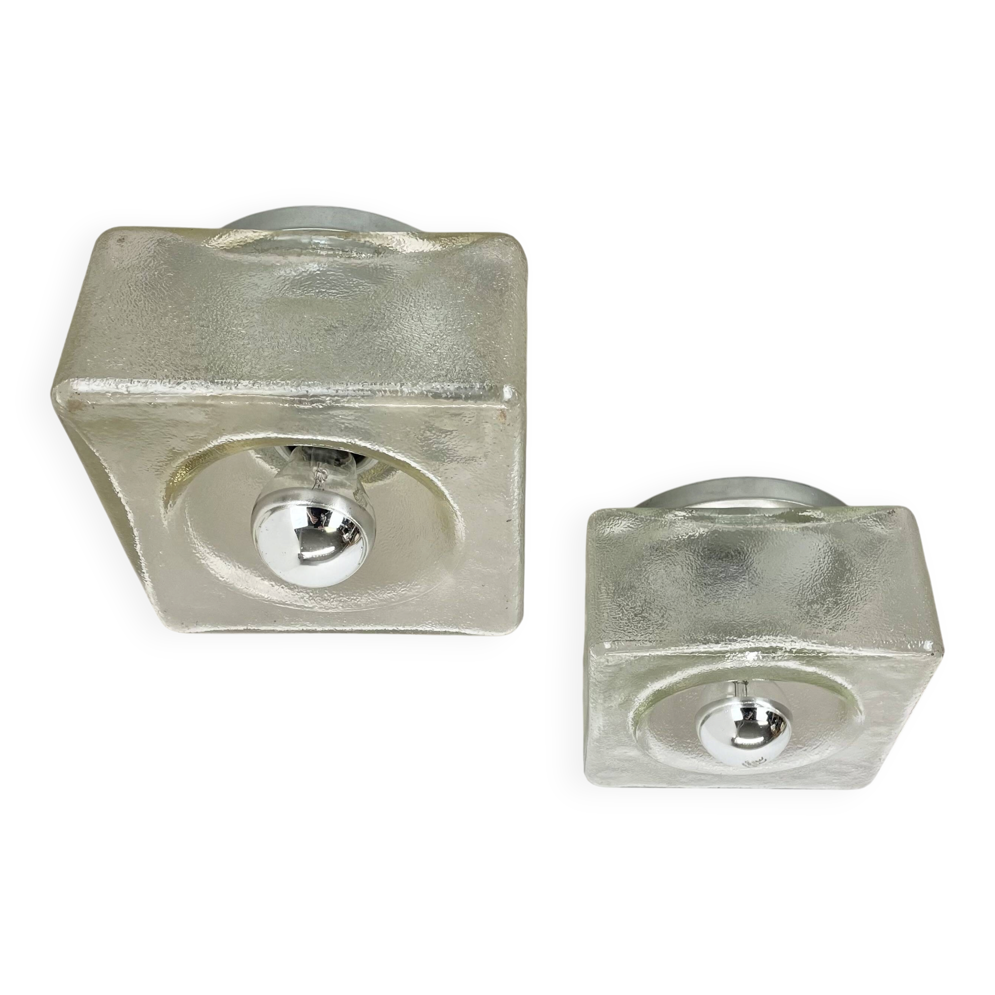 set of 2 CUBIC Ice Glass Ceiling Light, by J. T. Kalmar Lights, Austria