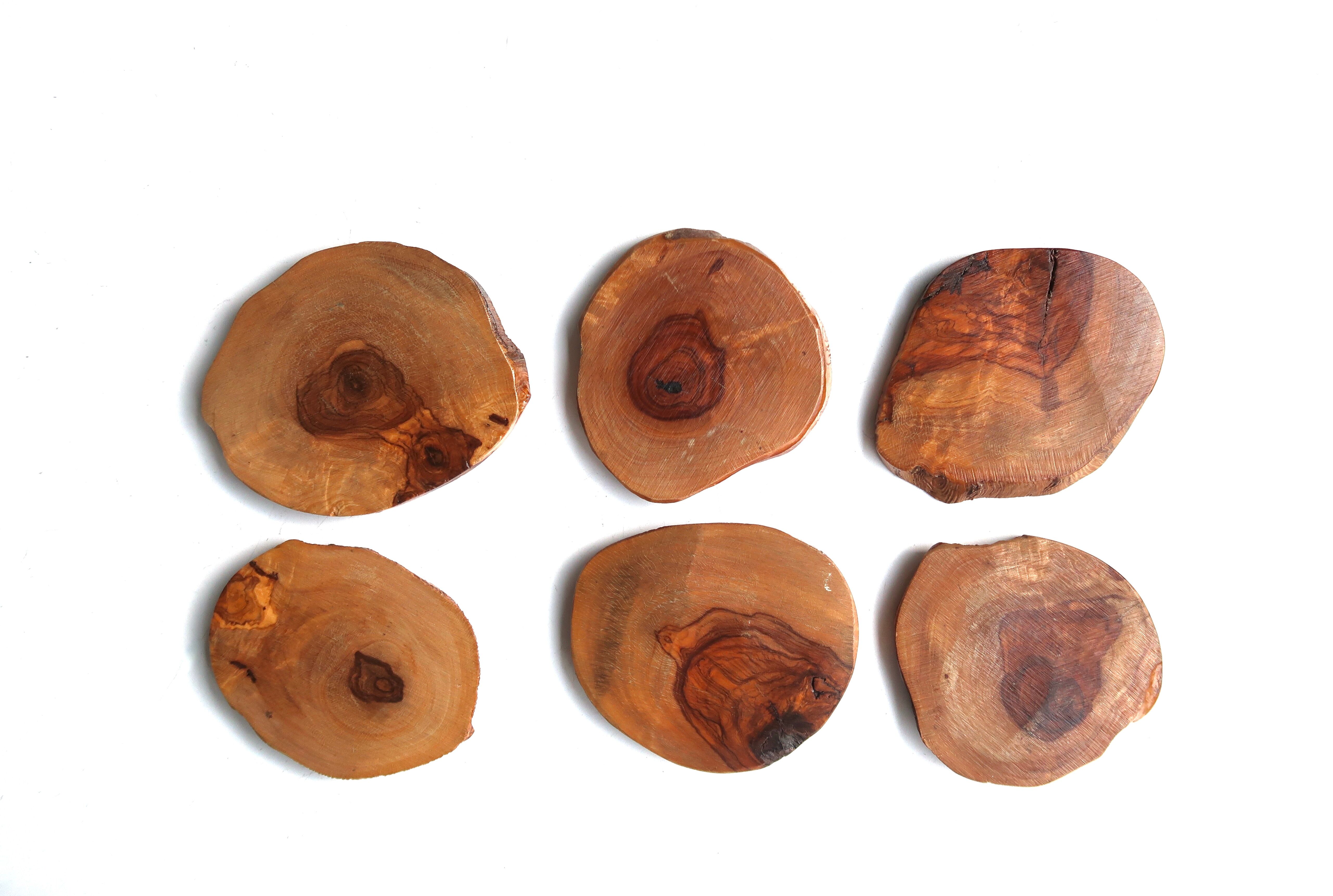 Six wooden coasters, 70s