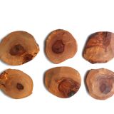 Six wooden coasters, 70s