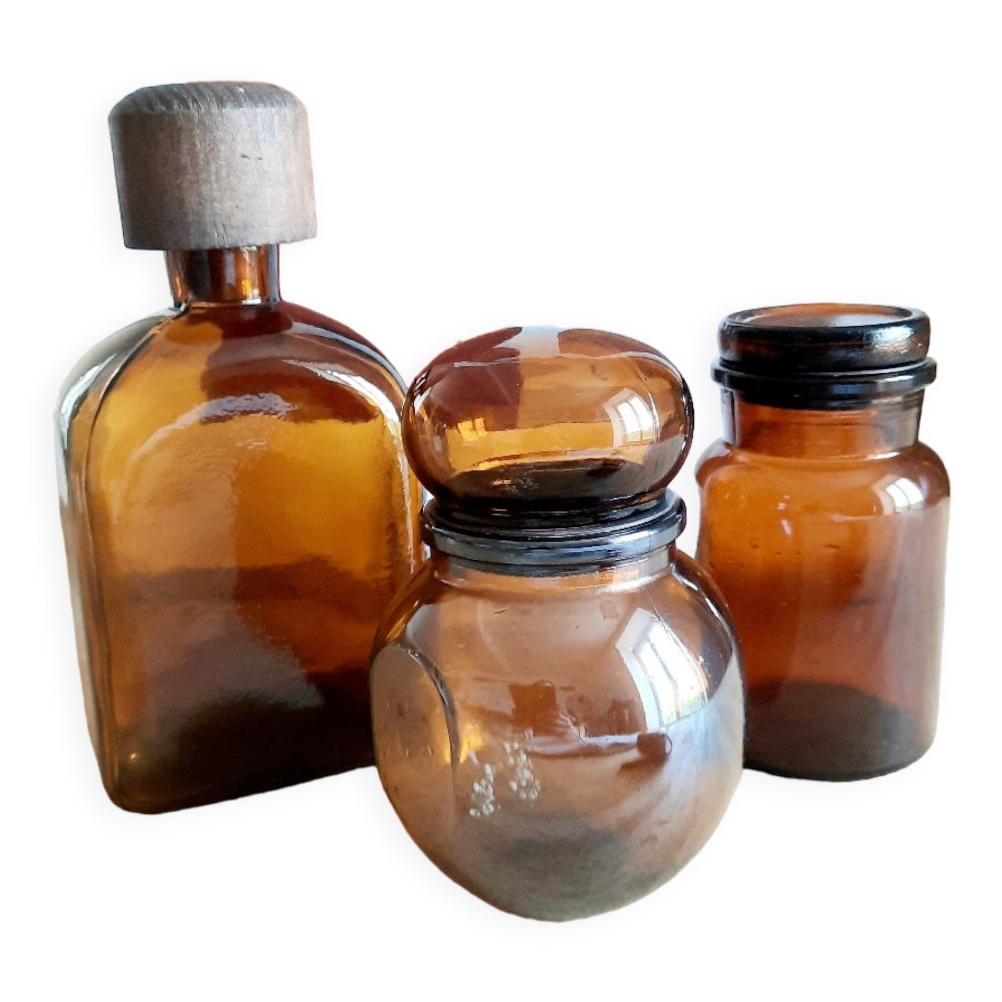 Amber glass bottles