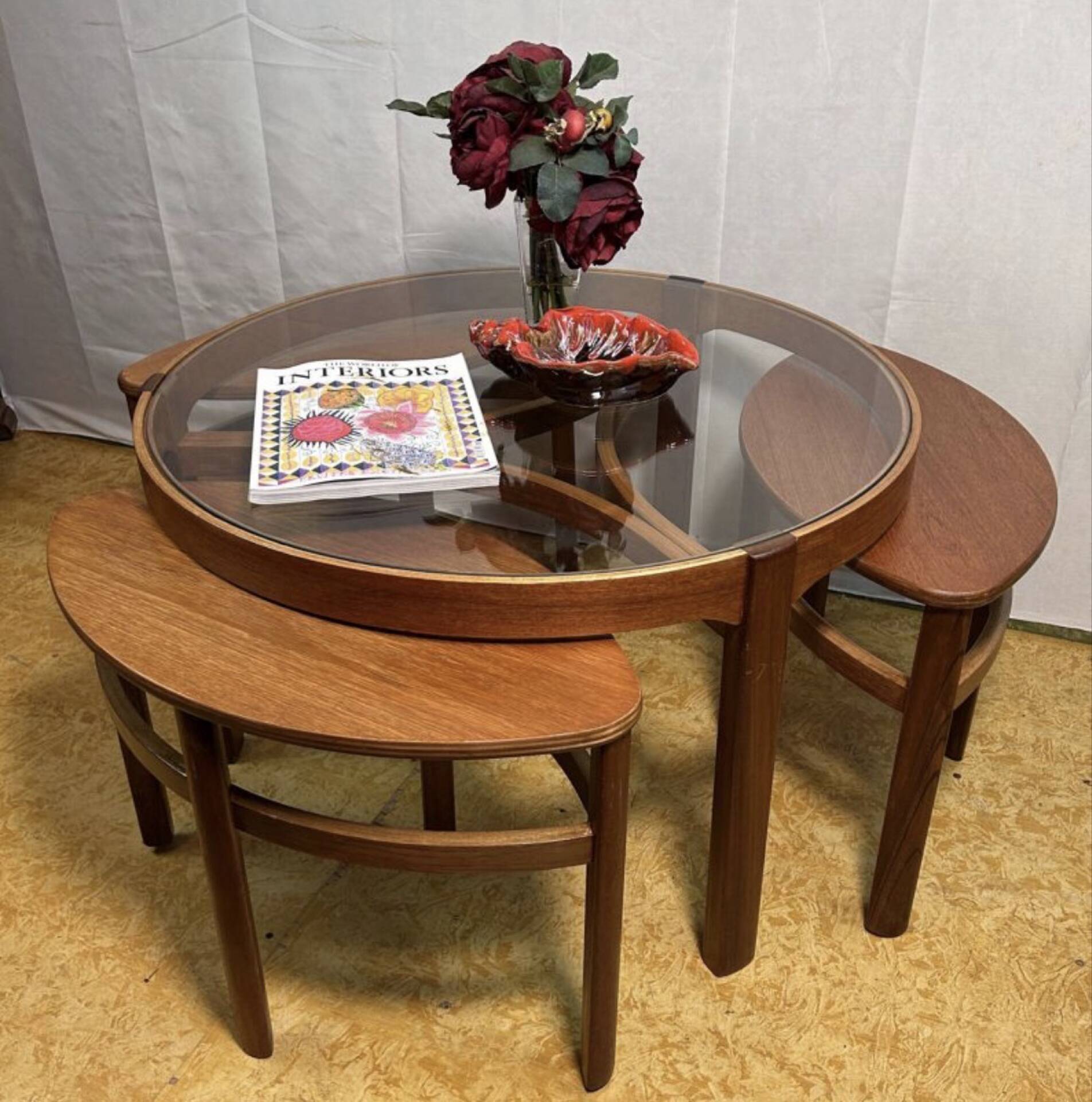 Mid century retro vintage teak trinity coffee table by nathan 1960.