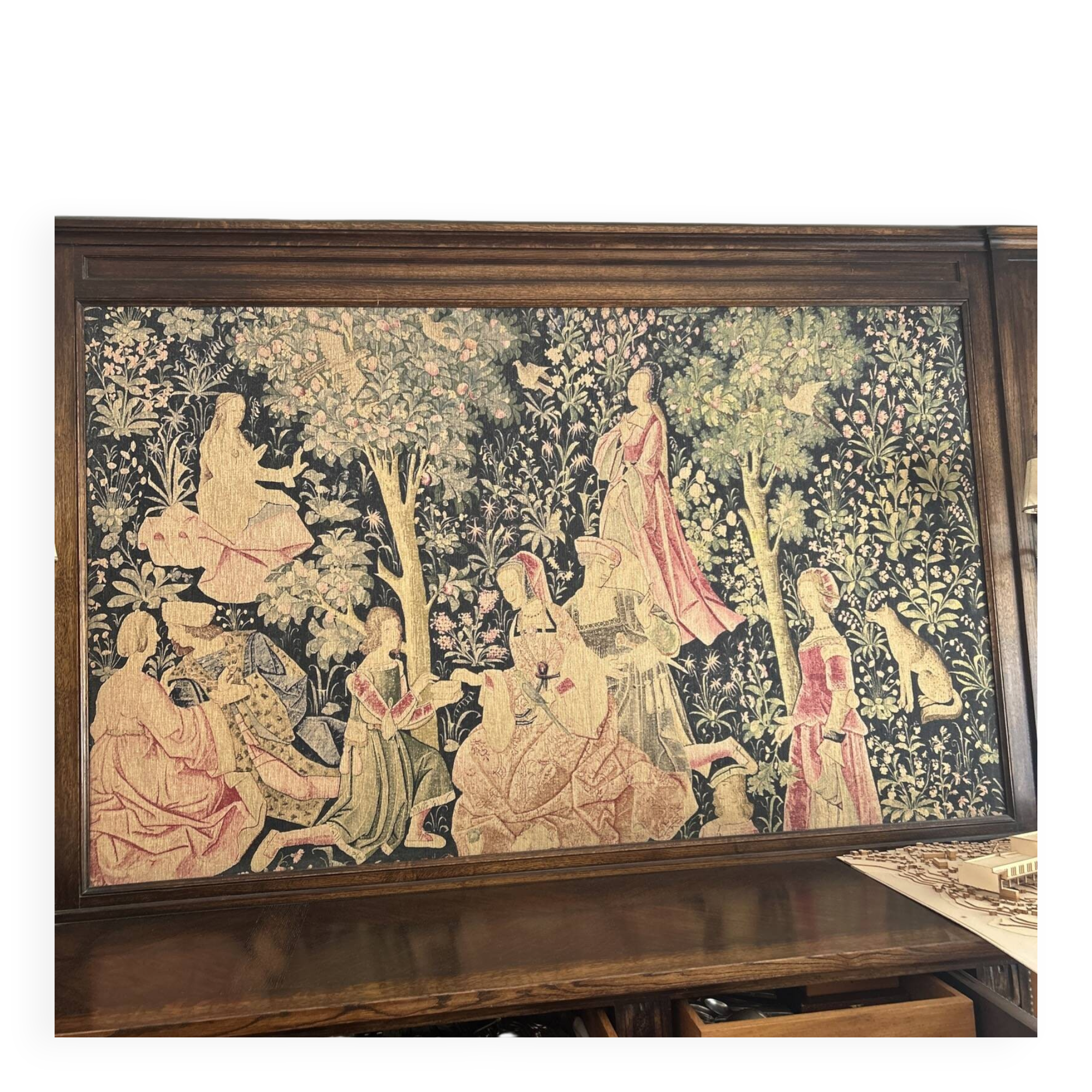 French tapestry of medieval design "gallant festivities"
