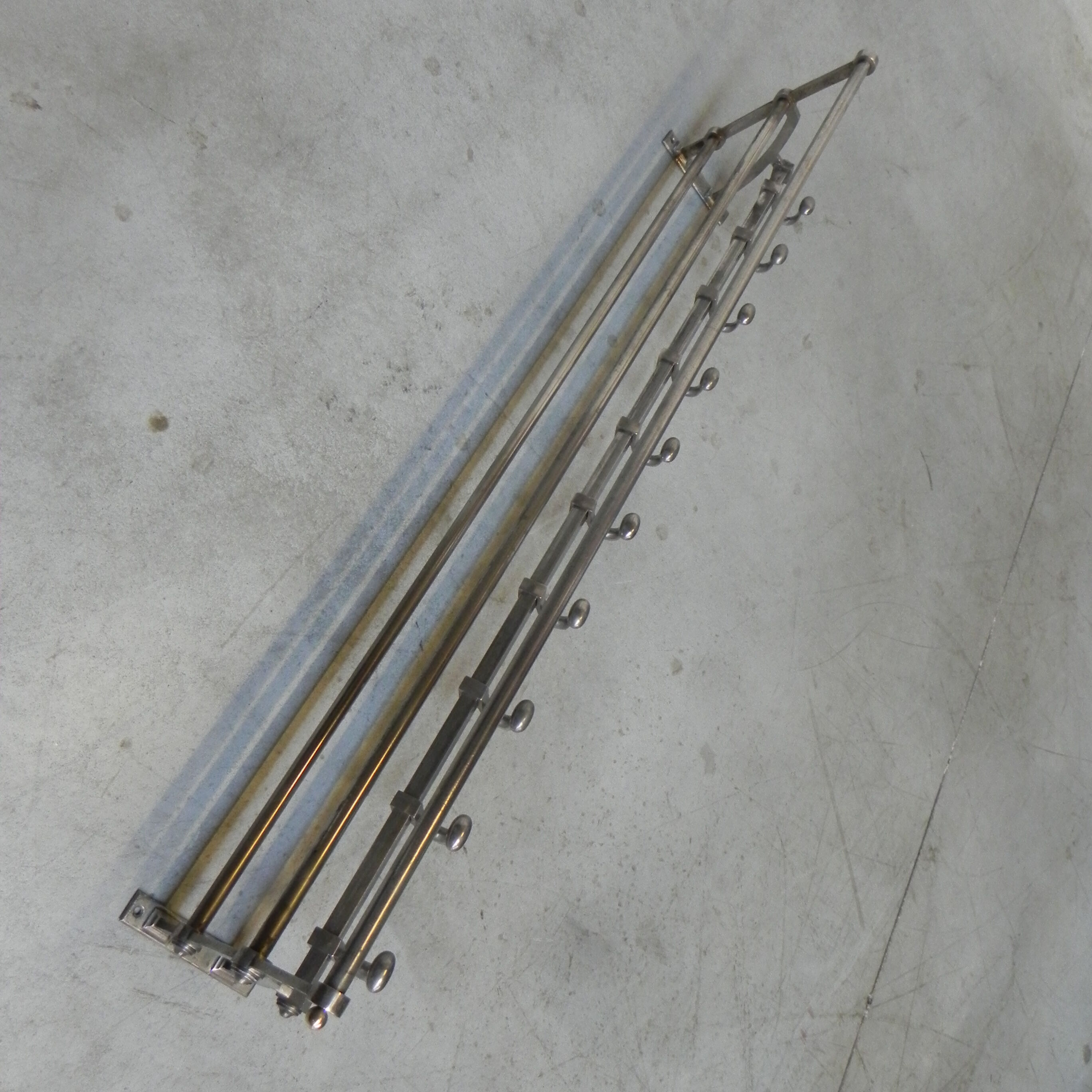 Art Deco wall coat rack with 10 hooks