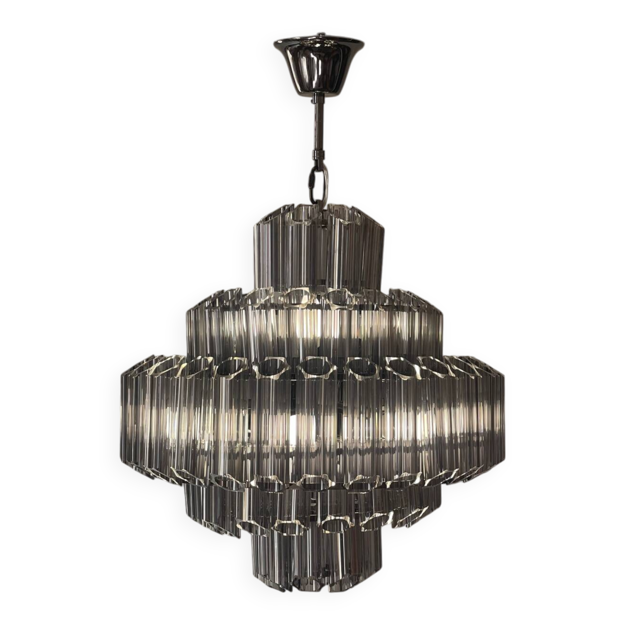 Lustre XL suspension verre fumé gris