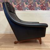 Scandinavian design armchair Aage Christiansen black leather 1950