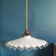Suspension lampshade corole opaline lace brass