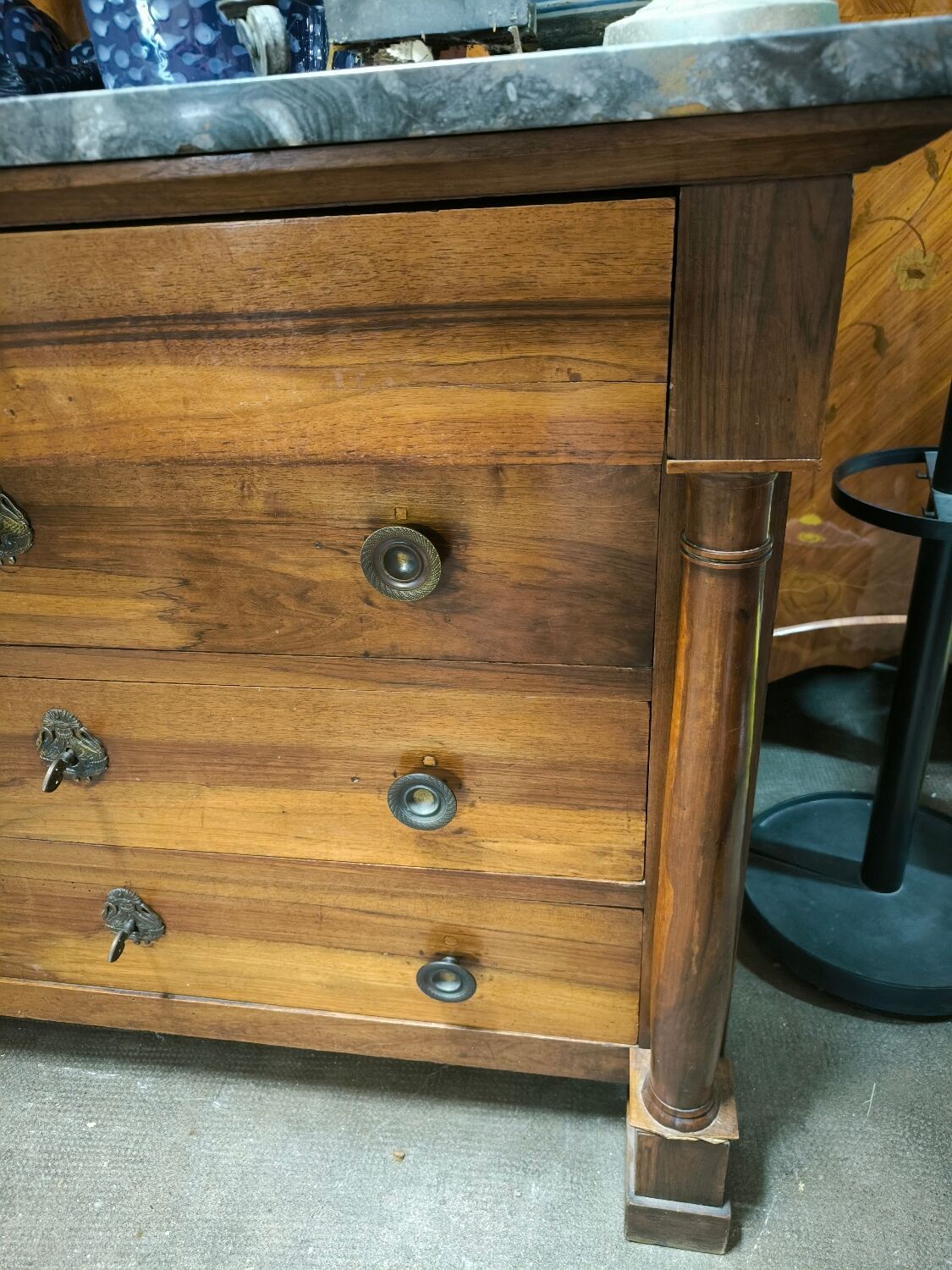 Empire period walnut chest of drawers