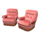 Pair of pink tufted velvet frog chairs from the 1970s.