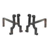 Pair of wrought iron fire dogs