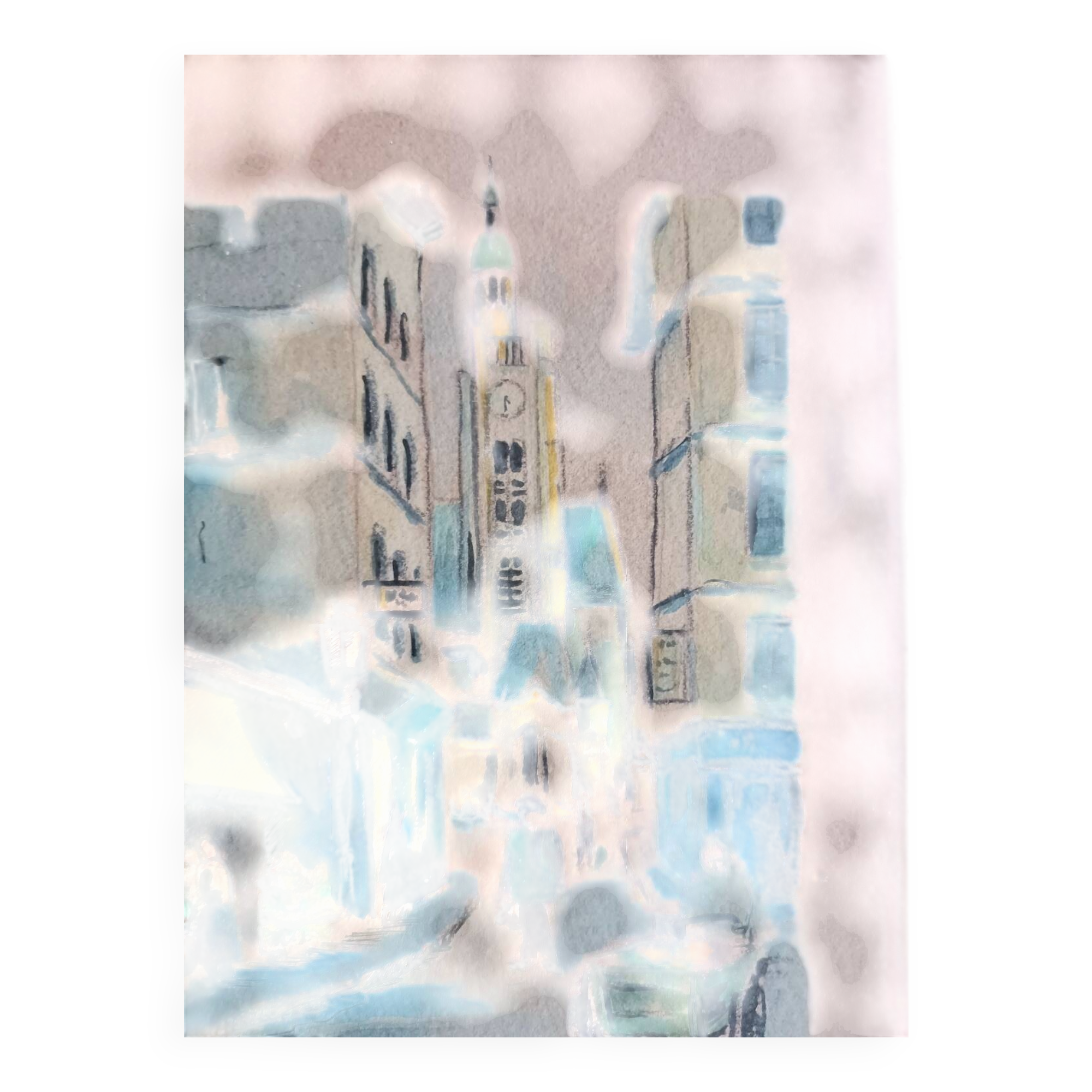 Aquarelle "Rue de la montagne Sainte Geneviève àParis"