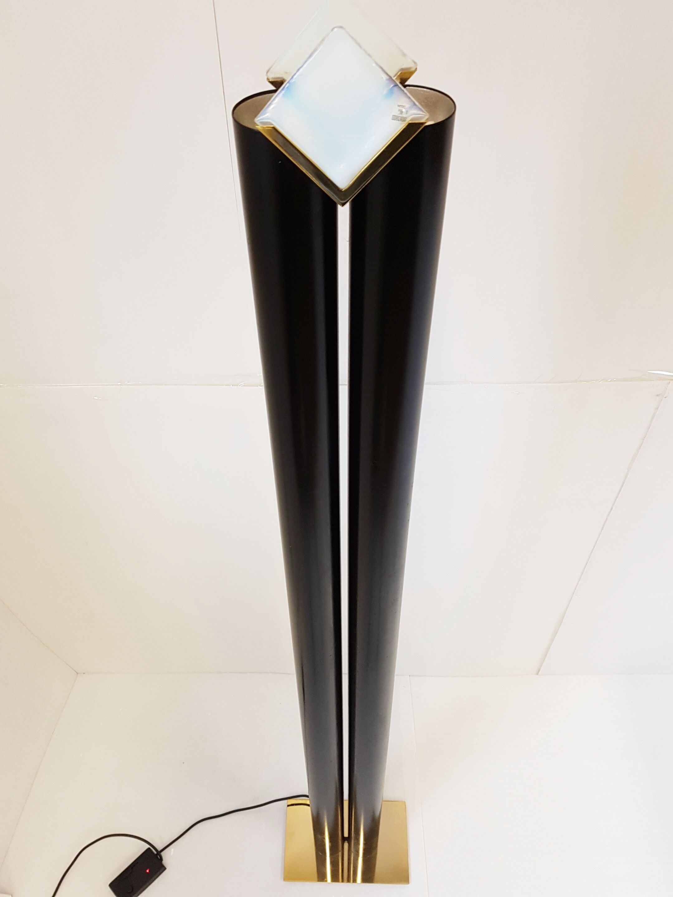 Lampadaire italien en Murano et acier 1970