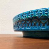 Large bowl in Rimini Blu pottery in mid-century style by Aldo Londi for Bitossi, Italy, 1960s.