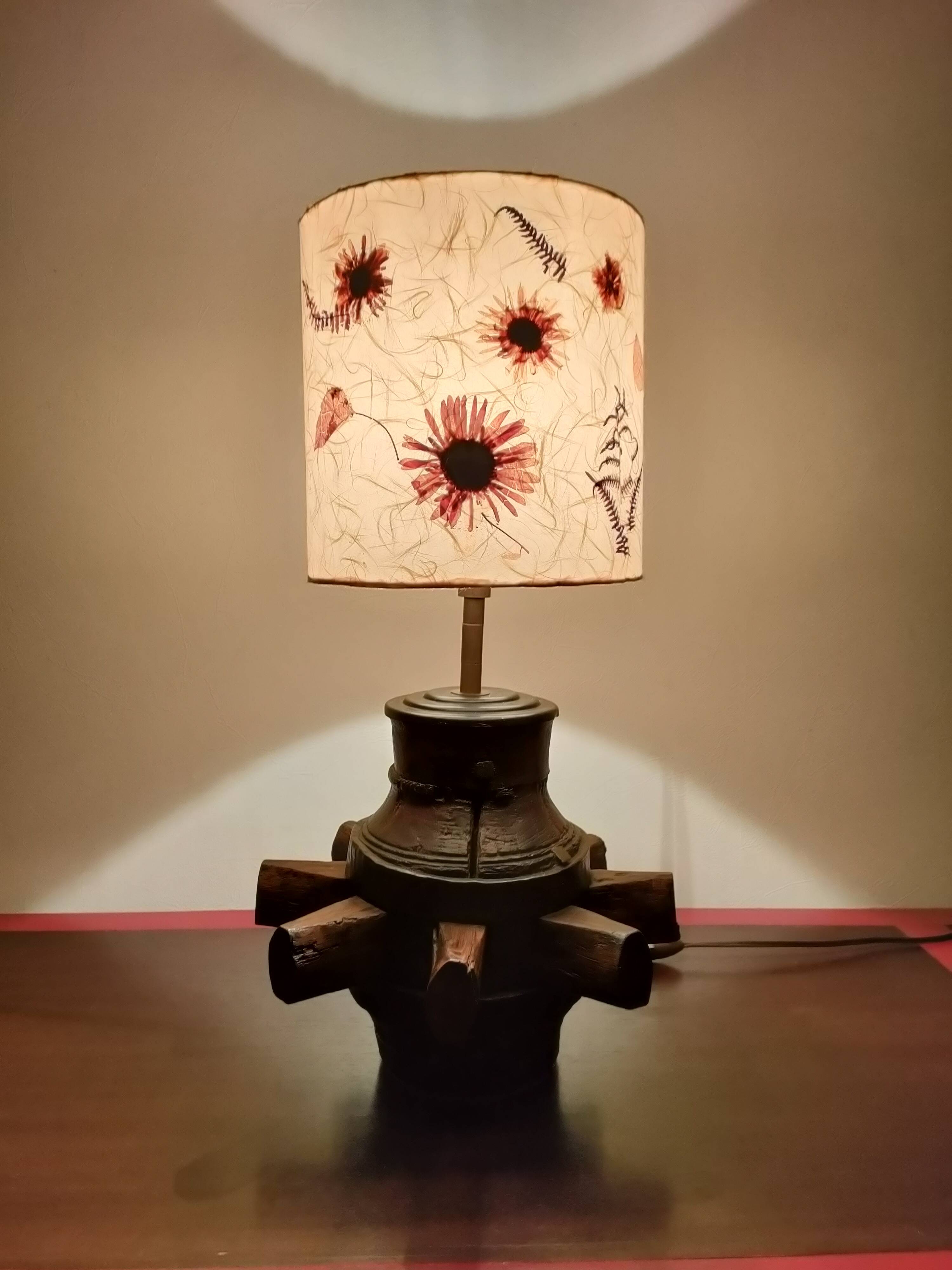 Old wheel hub lamp ~ brutalist art ~ 50's ~ france