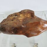 Large olive wood empty pocket, signed, 1966