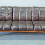 Mid-Century Teak and Leather 3-Seater Sofa from Ekornes, 1970s