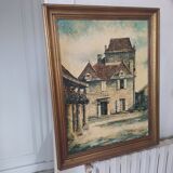 Oil on canvas stephane bulan village of domme dordogne 1979