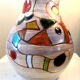 Strangulation vase with polychrome abstract decoration 60s