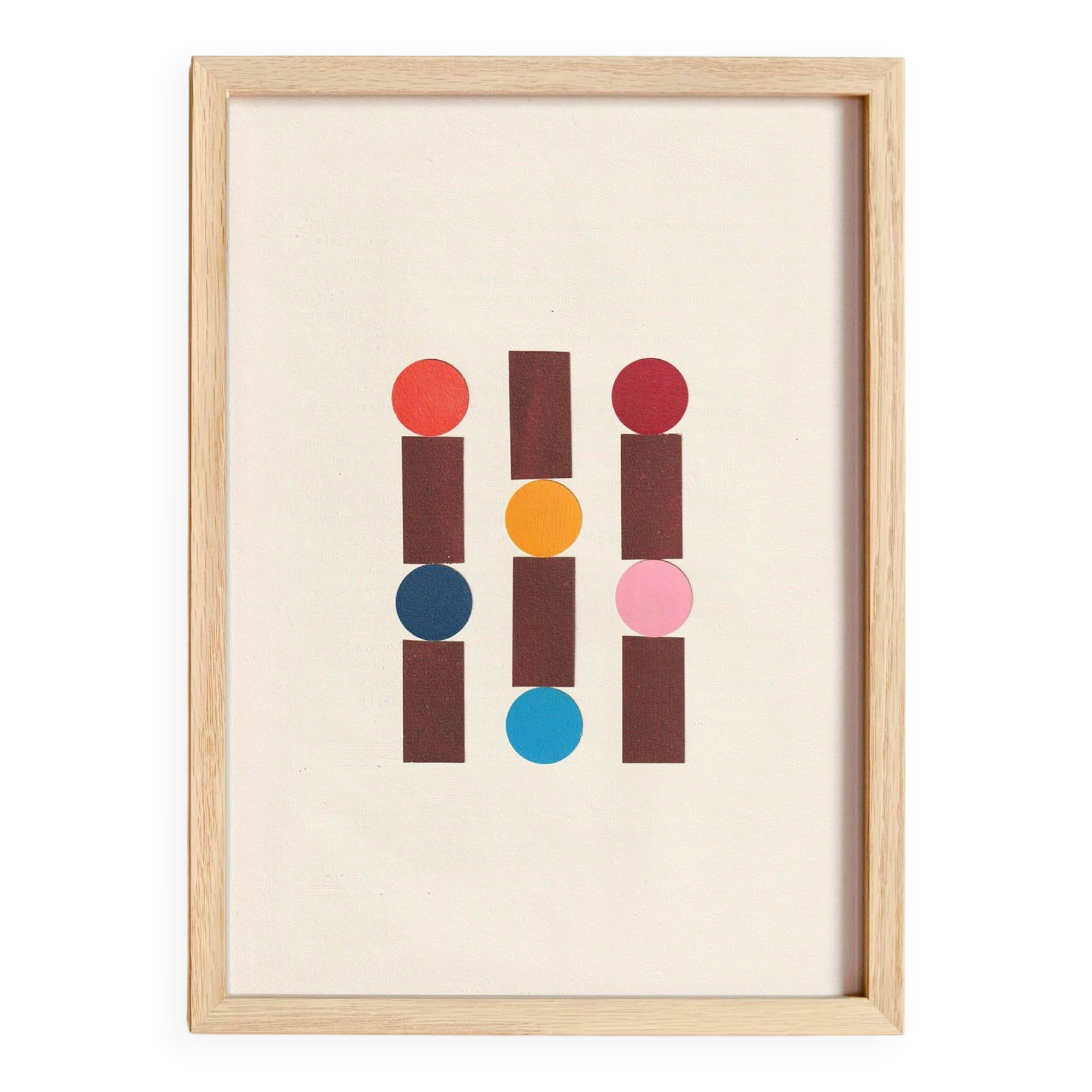 Collage sur papier ancien multicolors signé Eawy
