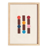 Collage sur papier ancien multicolors signé Eawy